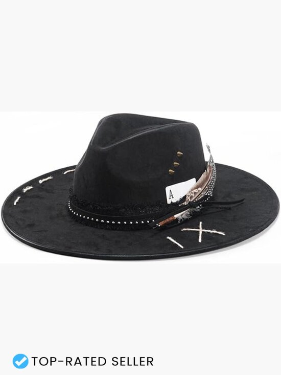Wide Brim Fedora Hat Unisex Felt Panama Dress Up Retro Western Handmade main image 5